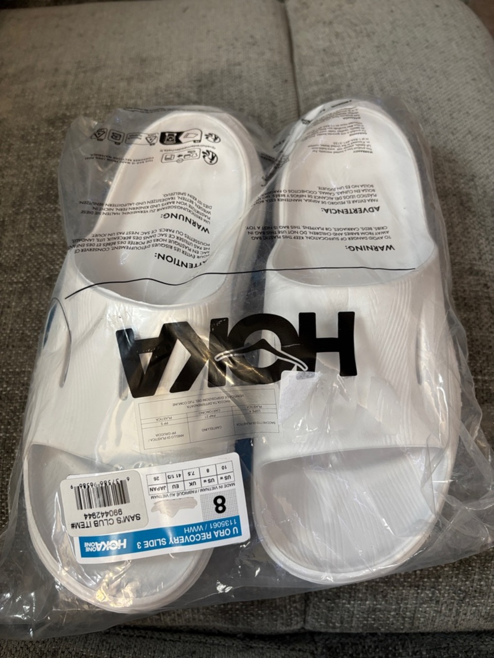 Hoka White Slide Recovery Slippers UNISEX 8M/10W